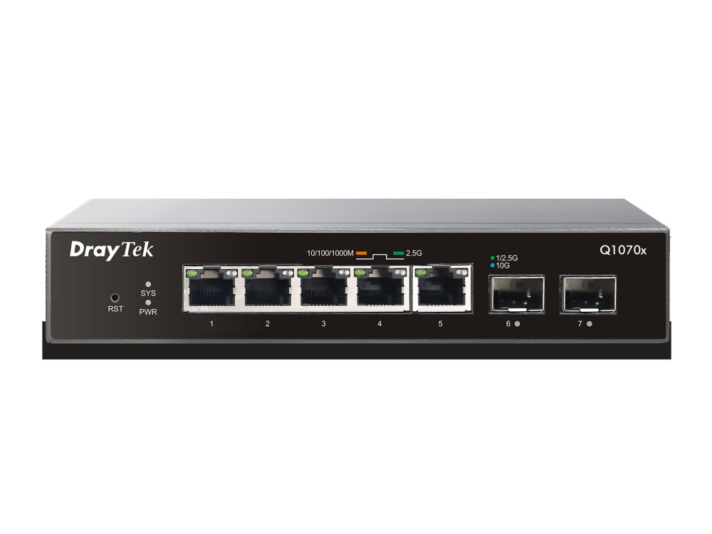Afbeelding VigorSwitch Q1070x 5 poorten 2,5 Gigabit 2 SFP+ (10 Gigabit) poorten, Smart Lite managed