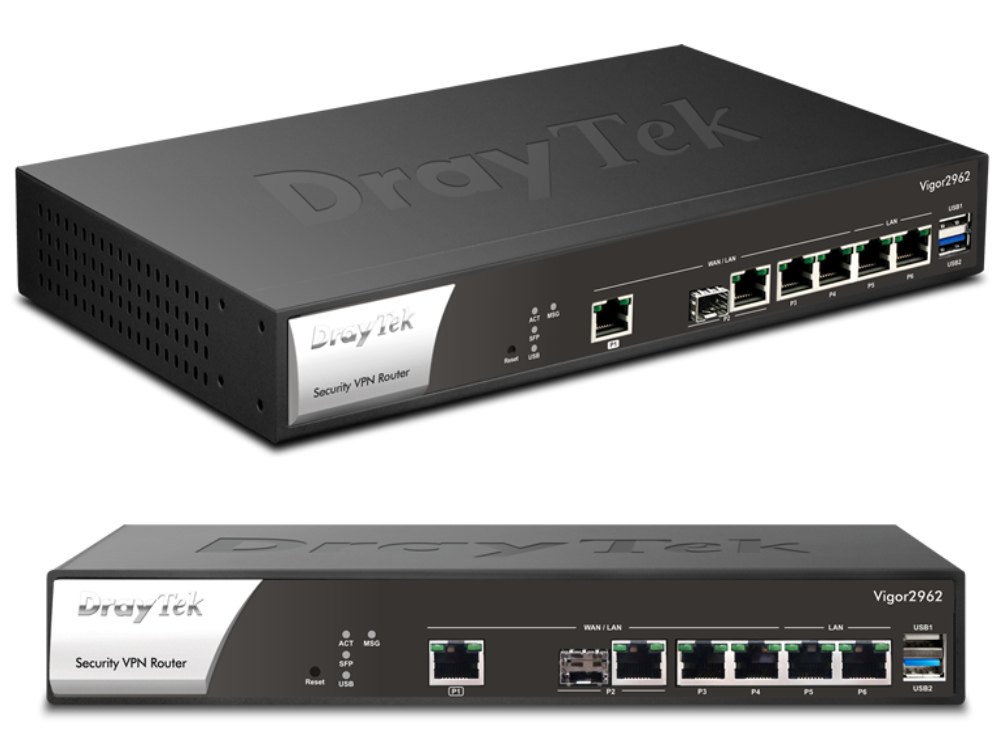Afbeelding Vigor 2962F Dual WAN glasvezel router 4 Gigabit LAN, 200 VPN LAN-LAN IPSEC, IPv6
