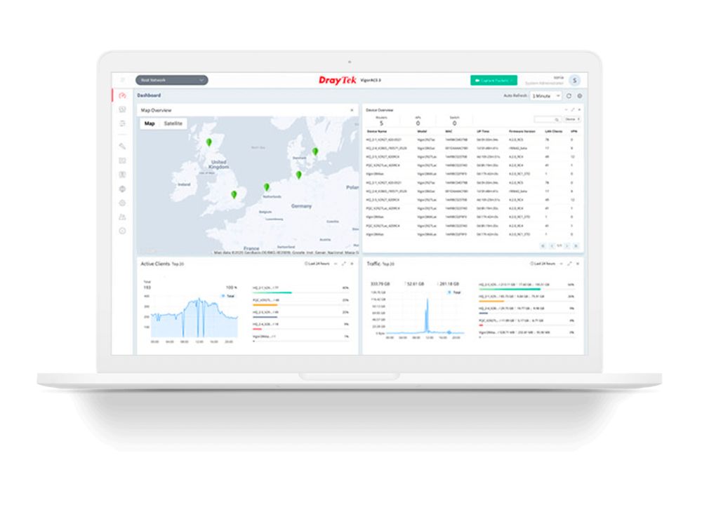 Afbeelding VigorACS 3 management software op basis van TR069 Extension key. Prijzen zijn op aanvraag