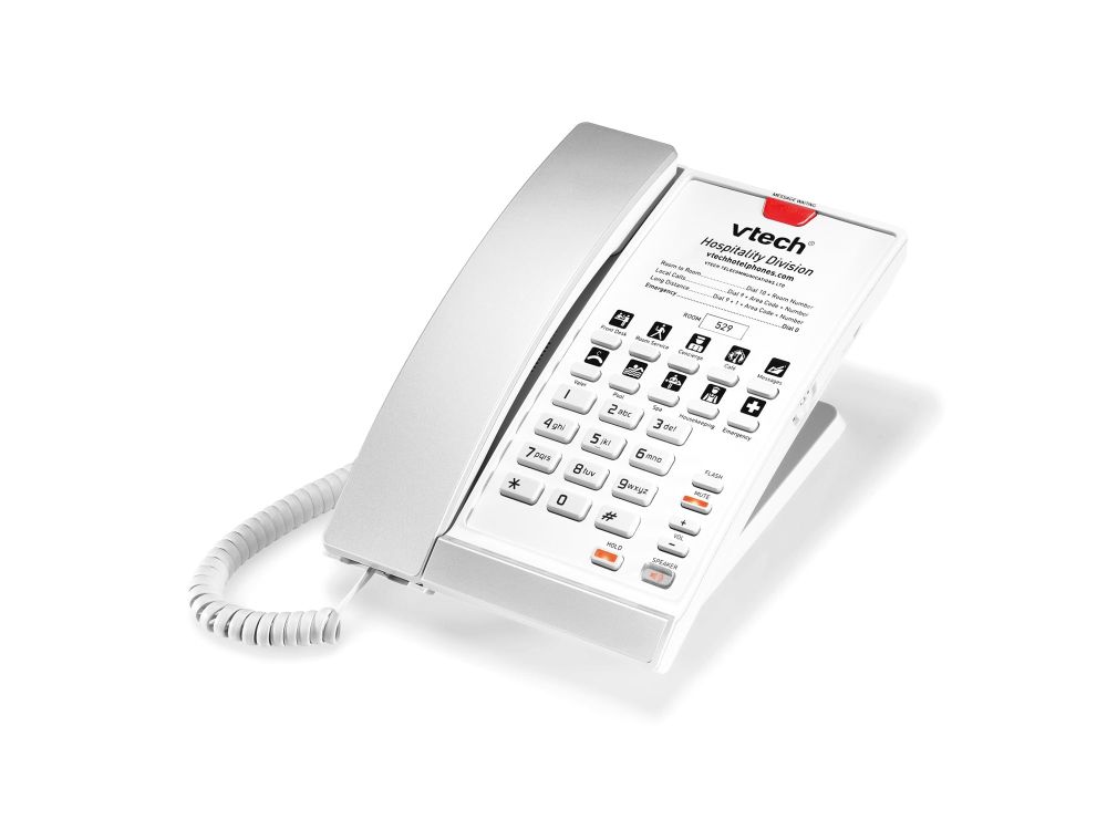 Afbeelding A2210 Silver & Pearl (10 keys) 1-Line Analog Corded Phone, 10 programmable keys