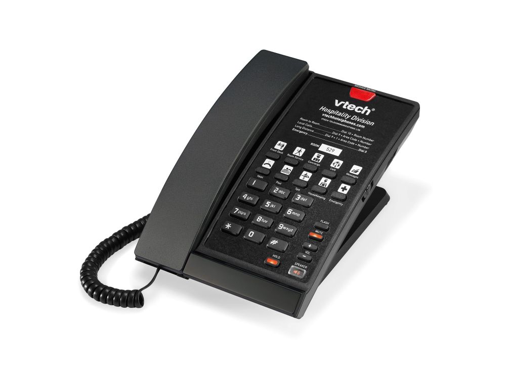 Afbeelding A2210 Matte Black (5 keys) 1-Line Analog Corded Phone, 5 programmable keys