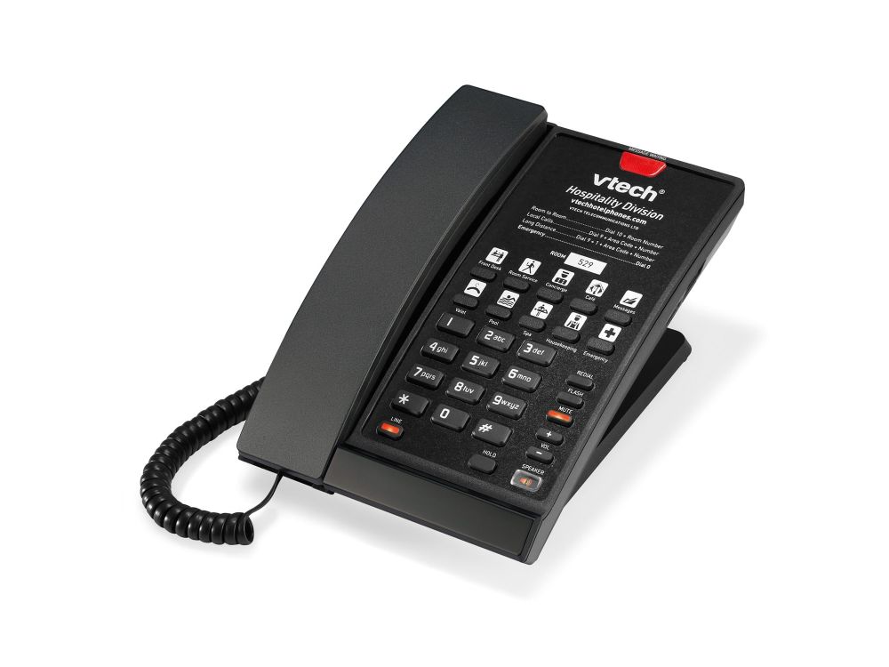 Afbeelding S2210-X Matte Black (10 Keys) 1-Line SIP Corded HotelPhone, 10 Programmable Keys